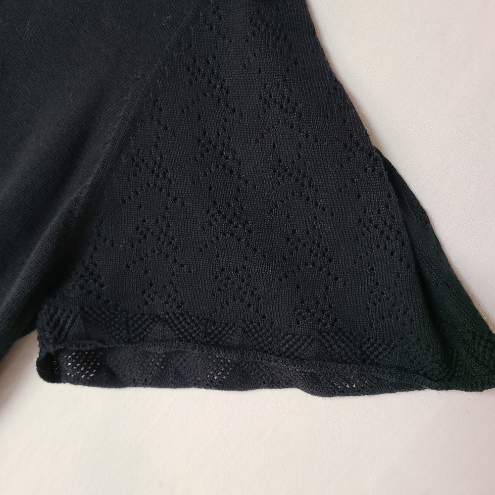 NWOT Notations SZ XL Black Short Sleeve Black Cardigan Sweater - Picture 2 of 7